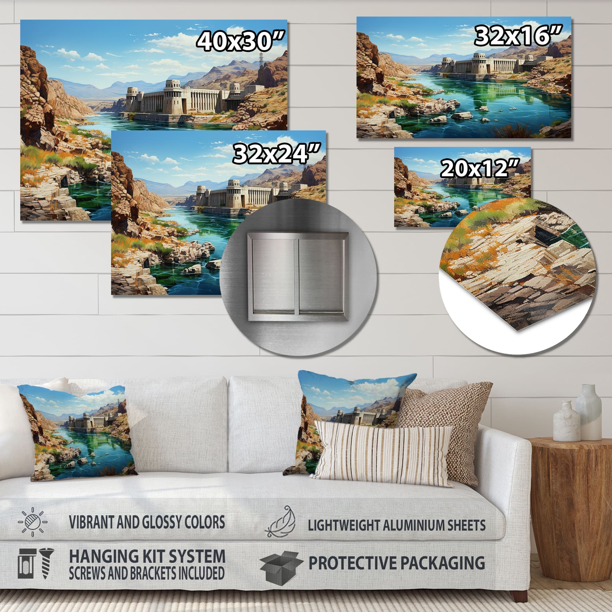 Designart "Hoover Dam Nevada Arizona II" Dams Metal Wall Art Living